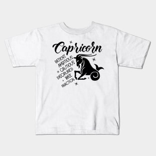 Capricorn Zodiac Sign Positive Personality Traits Kids T-Shirt